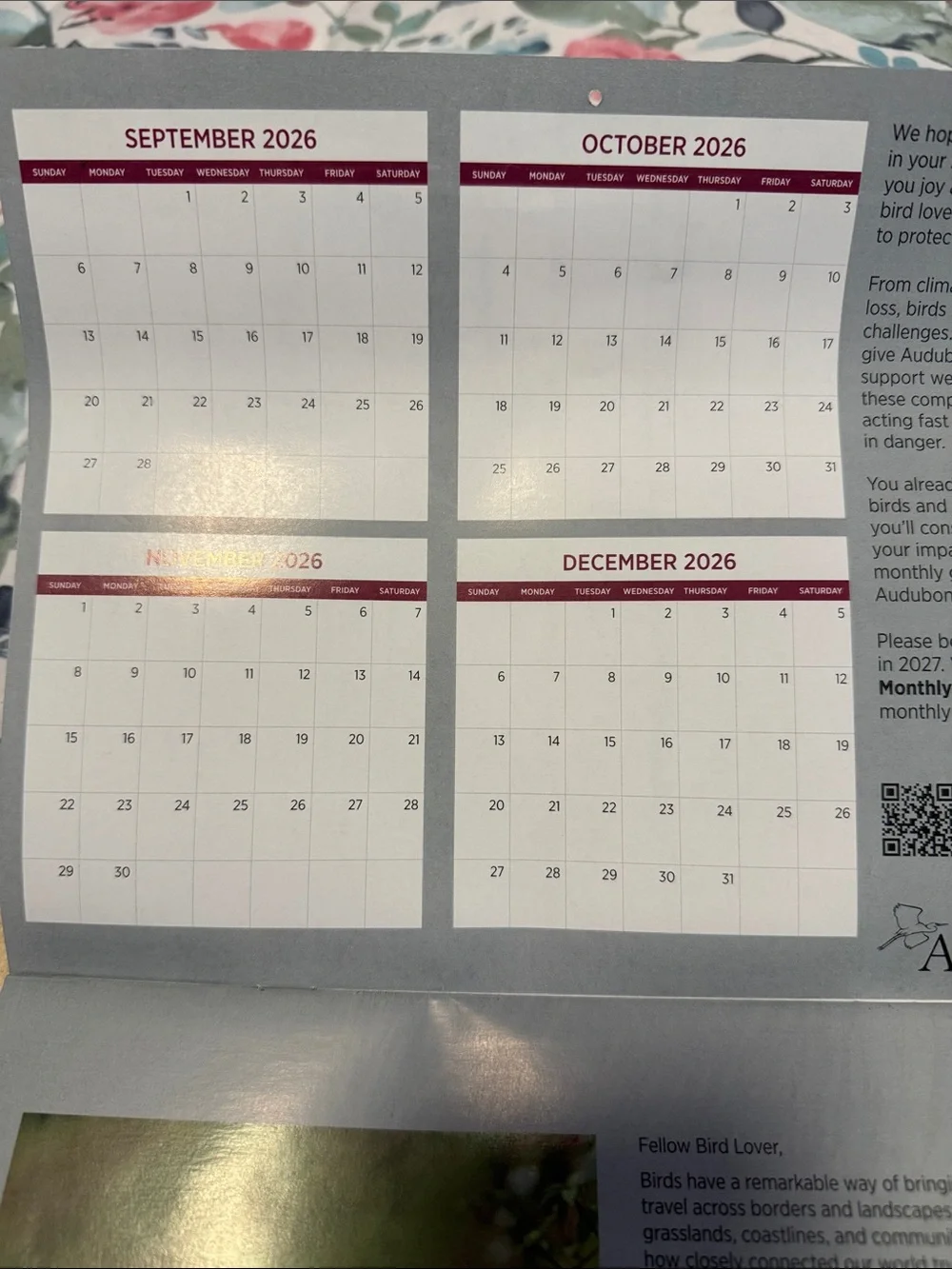 Protecting Birds and Nature 2027 Calendar